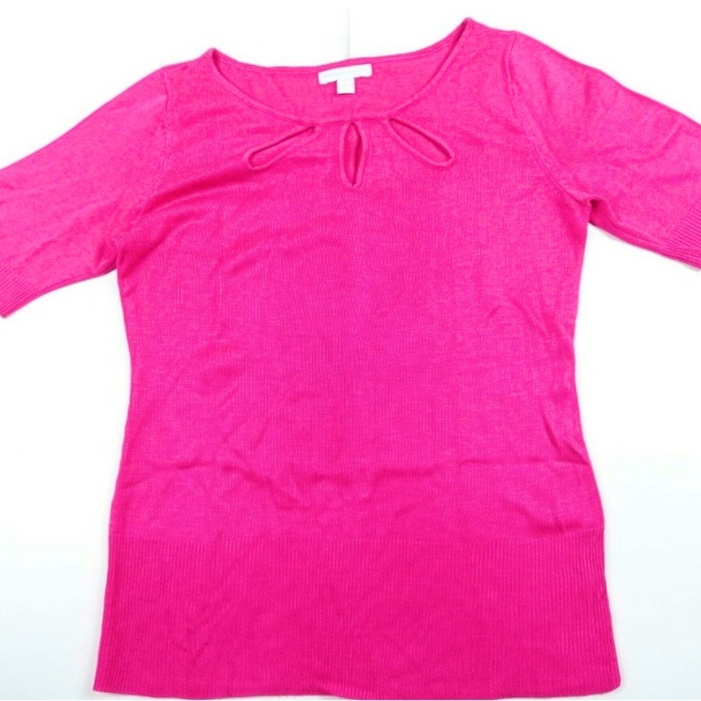 New York & Co. Pink Short Sleeve Cut Out Design Sweater Women's Size XL